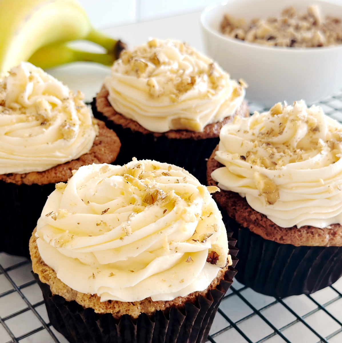 Delicious banana muffin with cream cheese 100 & 1000's topping