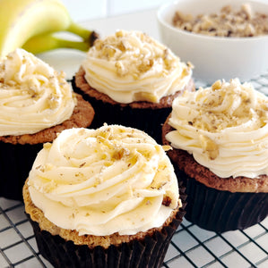 Banana Nut Muffins with Cream Cheese Frosting